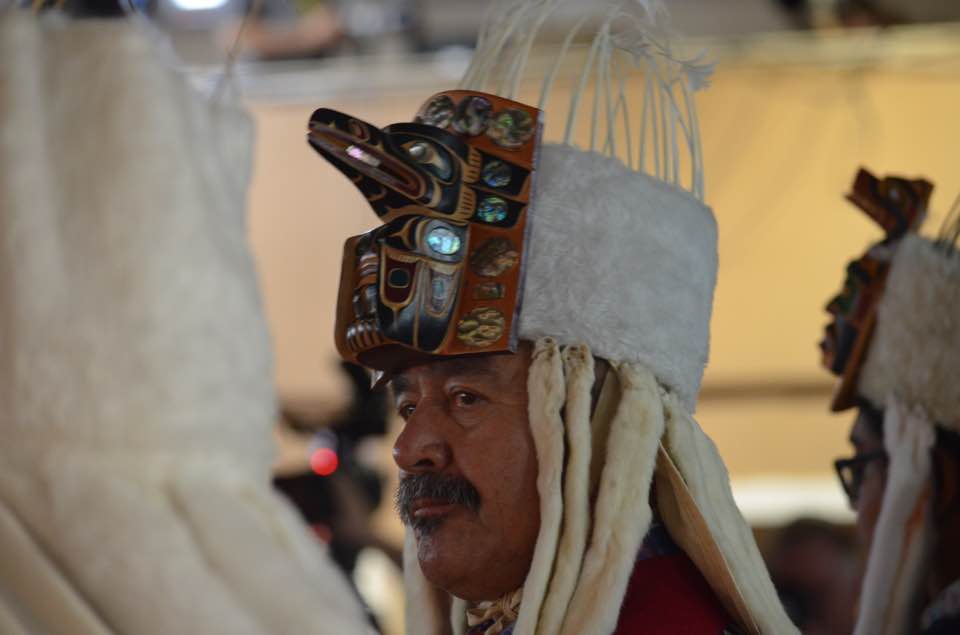 Roy in his Peace Dancer headdress. Photo by Shawn Kennedy